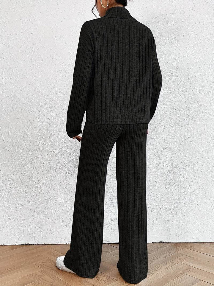 Women's Cozy Turtleneck Sweater & Wide-Leg Pant Set