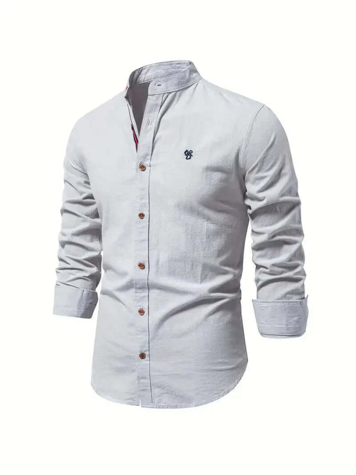 Men's Slim Fit Mandarin Collar Long Sleeve Shirt