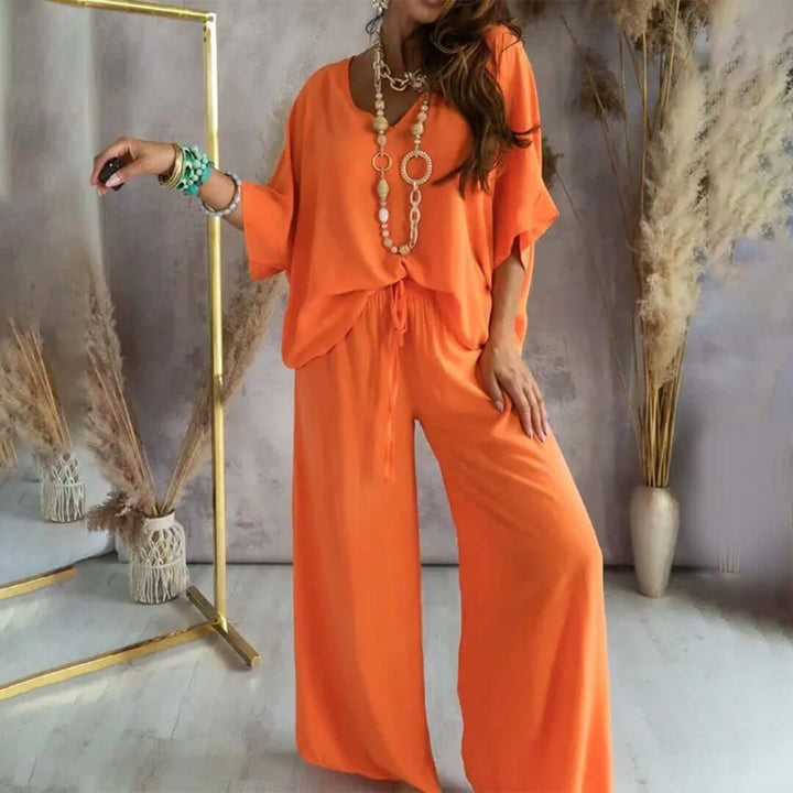 Women's Relaxed Loungewear Set: Oversized Top & Wide Leg Trousers