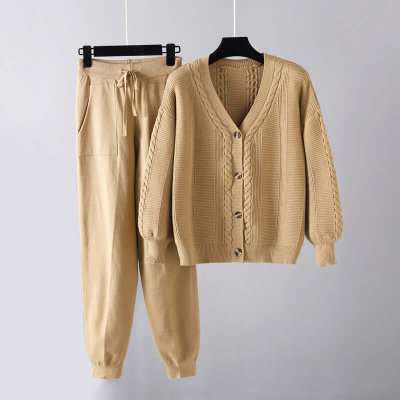 Women's V-Neck Pants and Jacket Set: Stylish & Comfortable Outfit