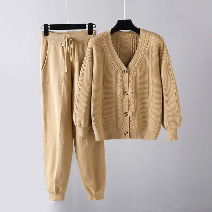 Women's V-Neck Pants and Jacket Set: Stylish & Comfortable Outfit