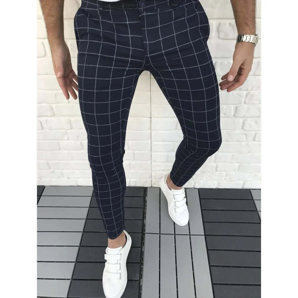 Men's Slim Fit Checked Trousers