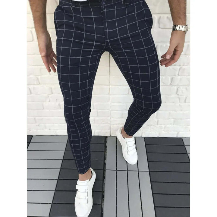 Men's Slim Fit Checked Trousers