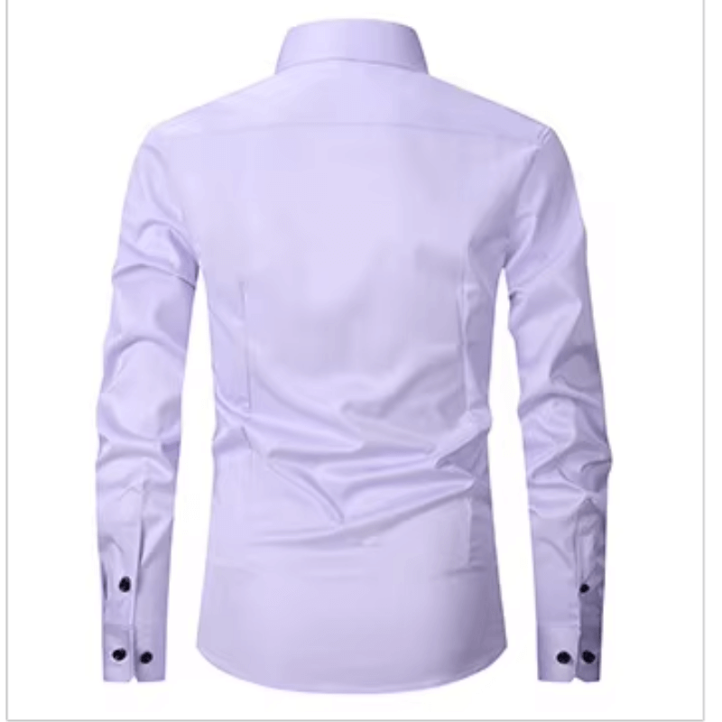 Men's Slim Fit Long Sleeve Shirt with Contrast Buttons