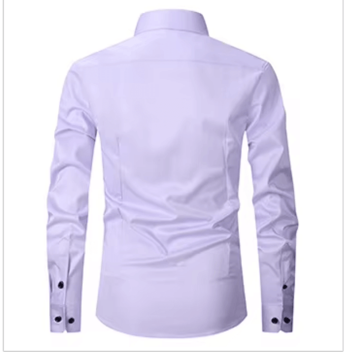 Men's Slim Fit Long Sleeve Shirt with Contrast Buttons