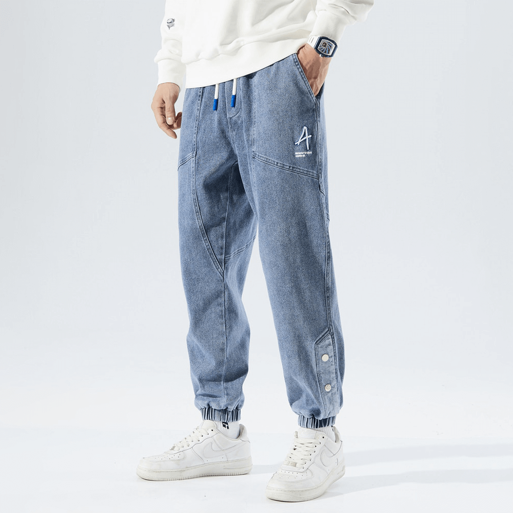 Men's Denim Joggers: Relaxed Fit, Elastic Waist & Cuffs