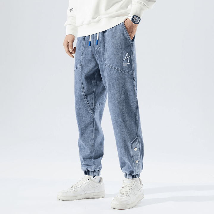 Men's Denim Joggers: Relaxed Fit, Elastic Waist & Cuffs