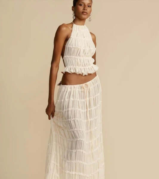 Women's Summer Halter Neck Mini Skirt Set