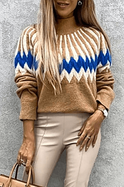 Women's Printed Collared Sweater: Cozy & Stylish