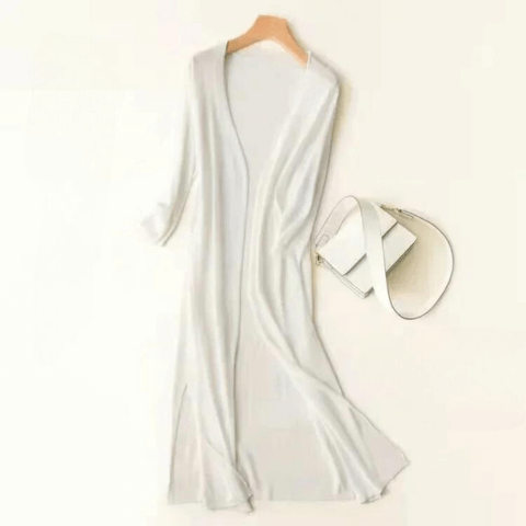 Women's Lightweight Knit Long Cardigan - Open Front Sweater