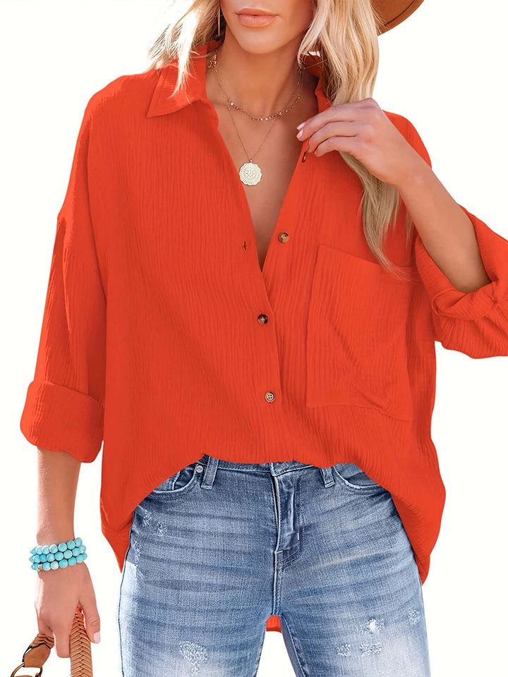 Women's Relaxed Cotton Long Sleeve Shirt