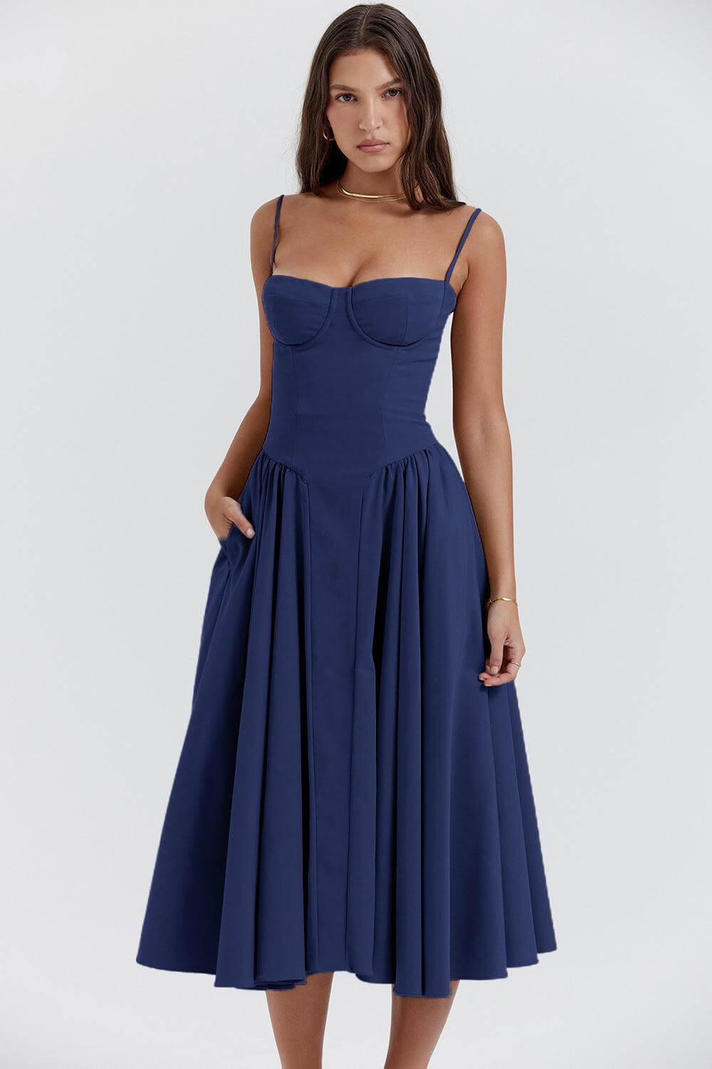 Vintage Midi Dress: Elegant Retro Style Women's Dress