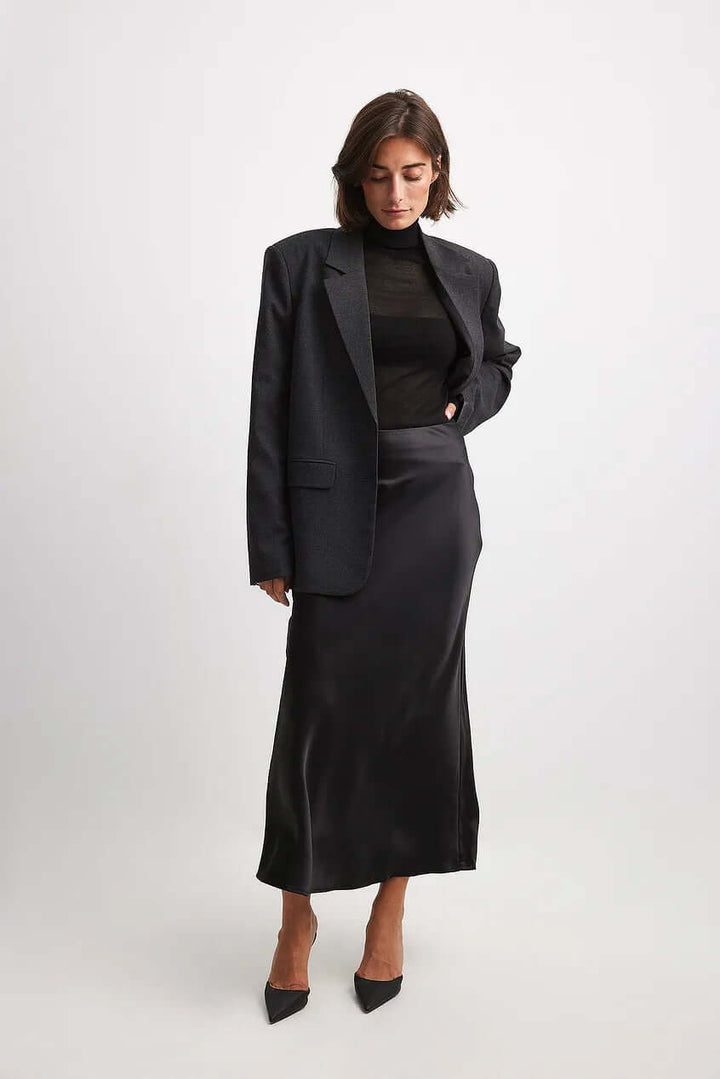 Women's Elegant A-Line Satin Maxi Skirt