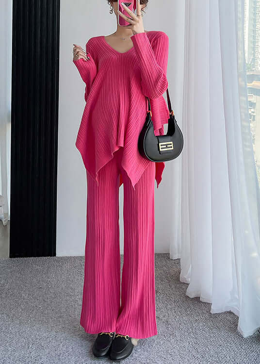 Women's Loose Asymmetrical Patchwork Cotton Two-Piece Set