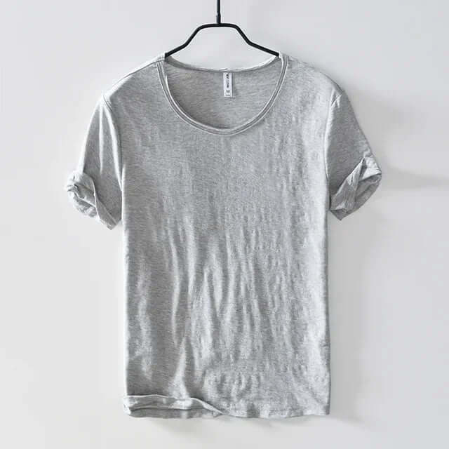 Men's Slim Fit Cotton T-Shirt - Crew Neck, Rolled Sleeves