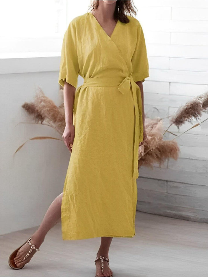 Versatile Wrap Dress with V-Neckline