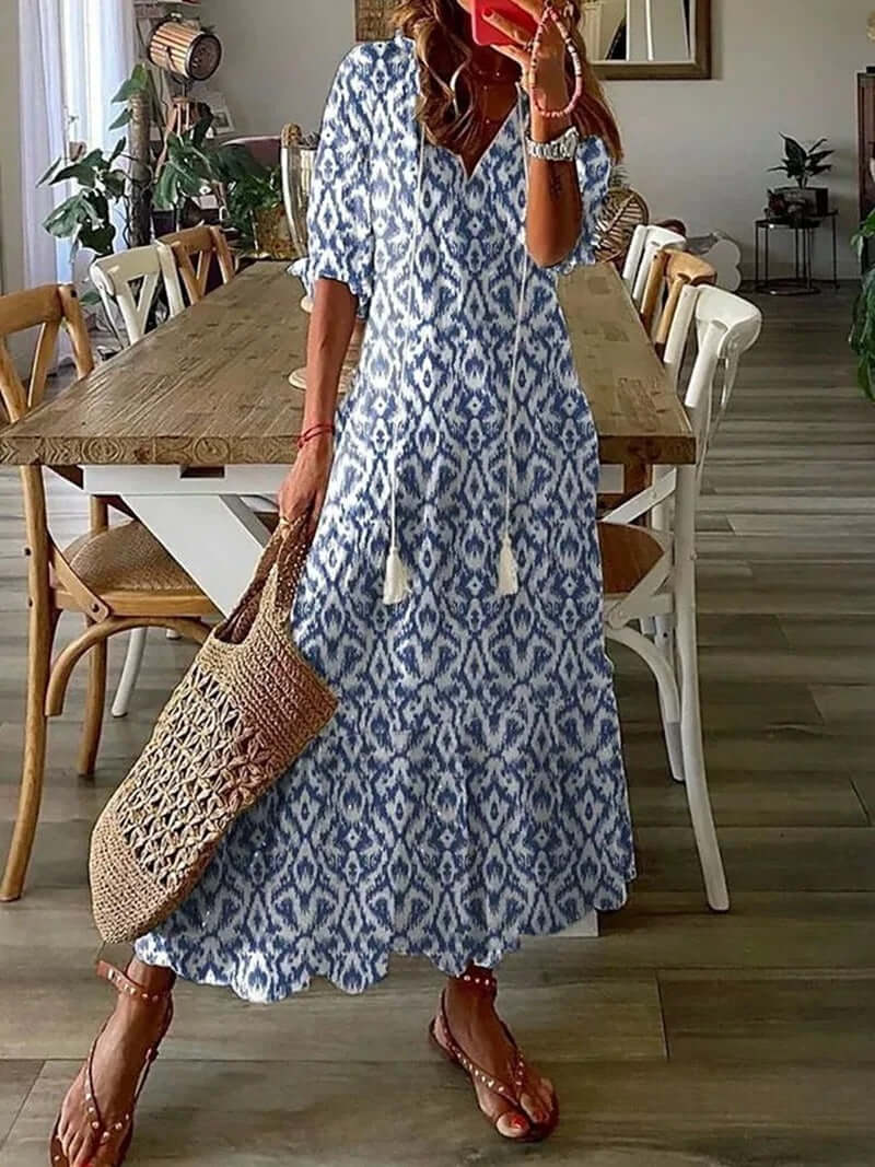 Women's Bohemian Maxi Dress: Flowy, Floral Summer Dress