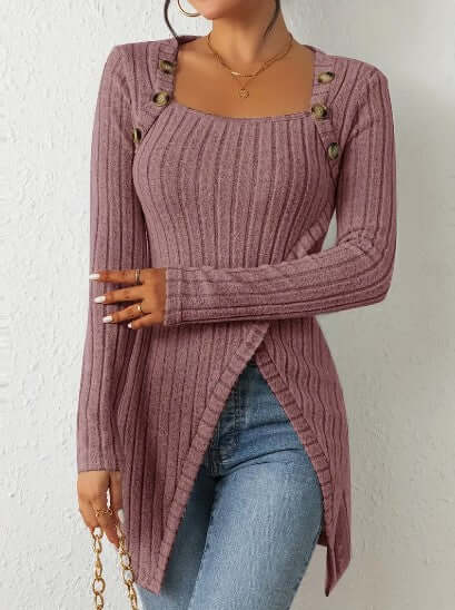 Women's Relaxed Fit Ribbed Button Shirt