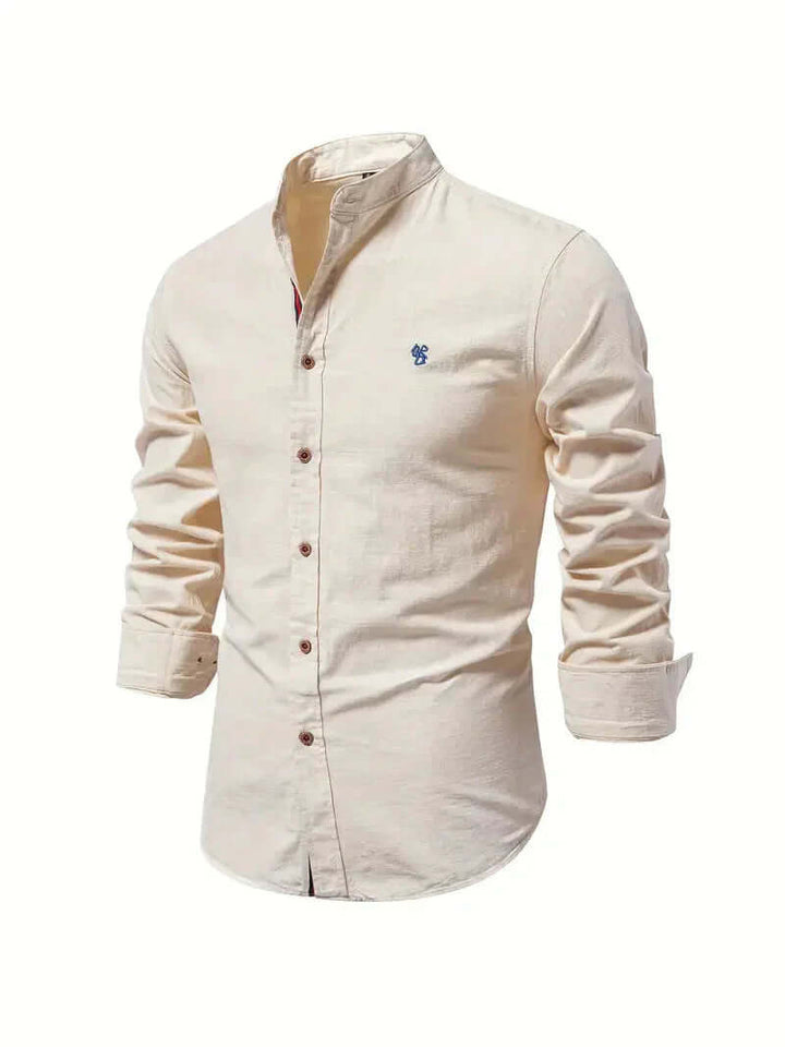 Men's Slim Fit Mandarin Collar Long Sleeve Shirt