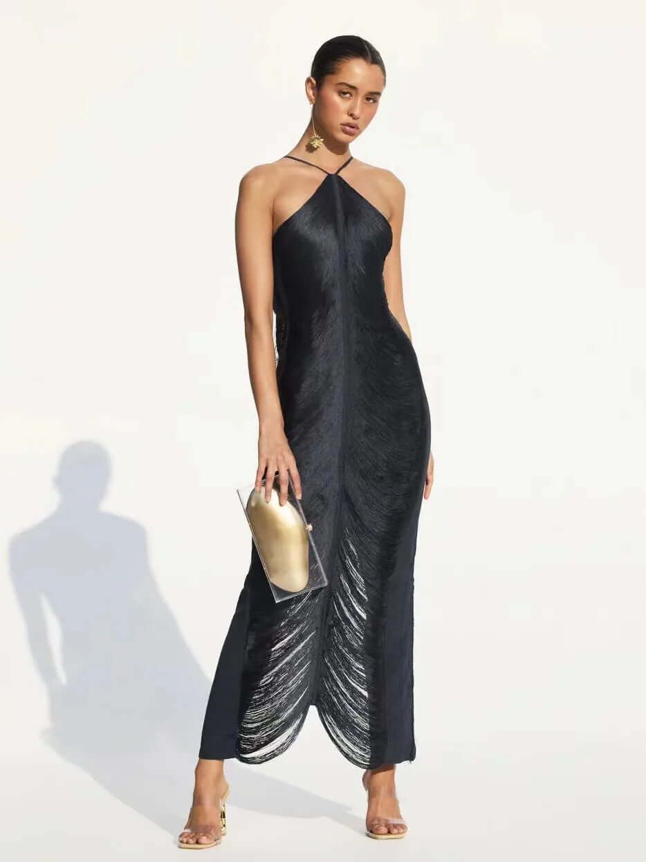 Elegant Asymmetrical Fringe Summer Dress