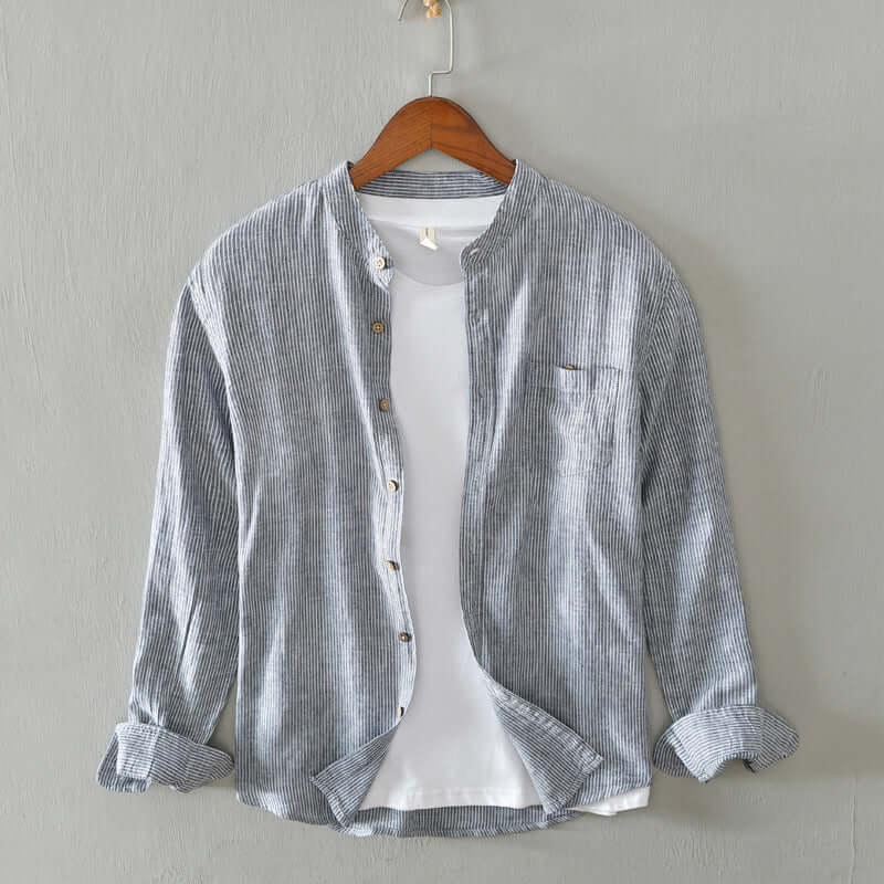 Men's Casual Striped Long-Sleeve Shirt