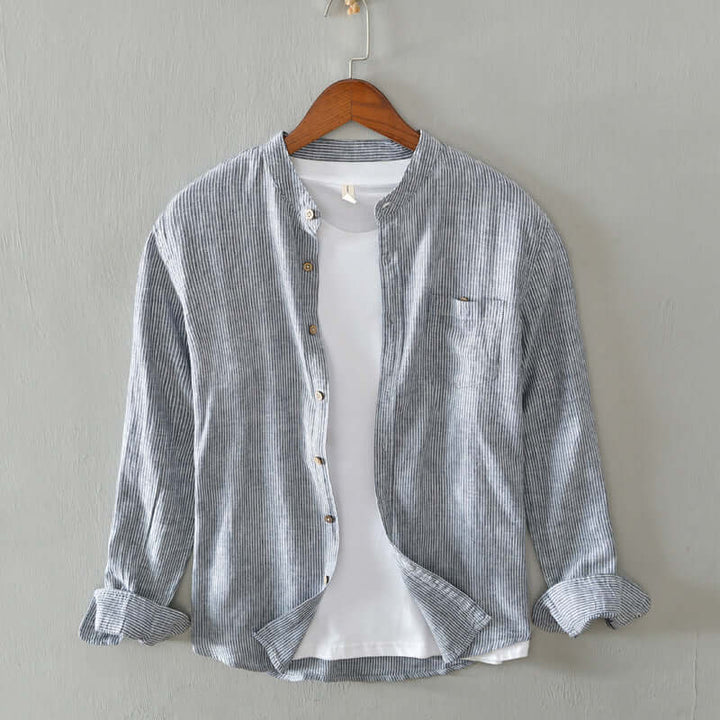Men's Casual Striped Long-Sleeve Shirt
