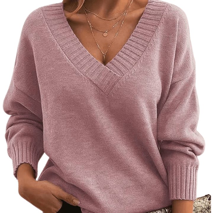 Women's V-Neck Knit Sweater: Soft, Elegant Everyday Wear