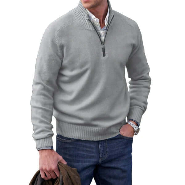 Men's Cashmere Zip-Up Sweater: Soft, Warm & Stylish