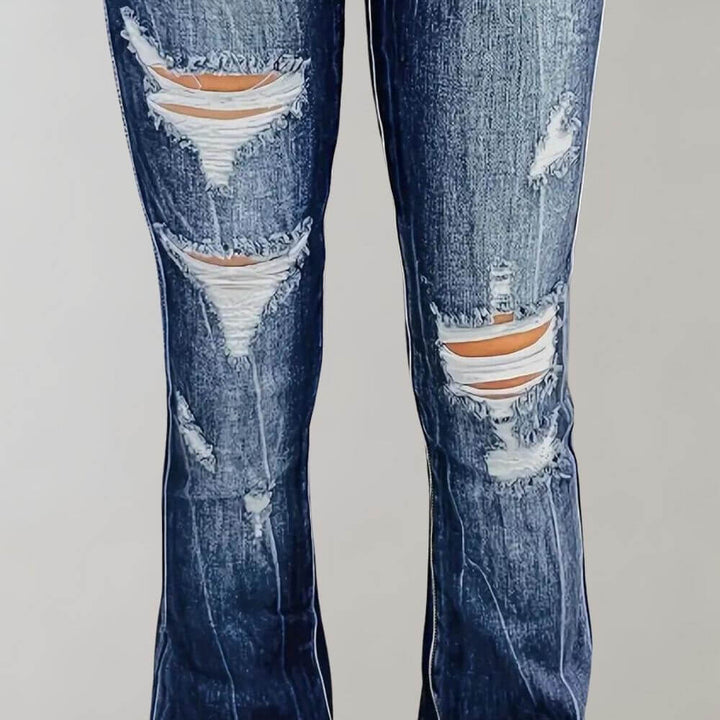 Women's Flared Ripped Denim Pants