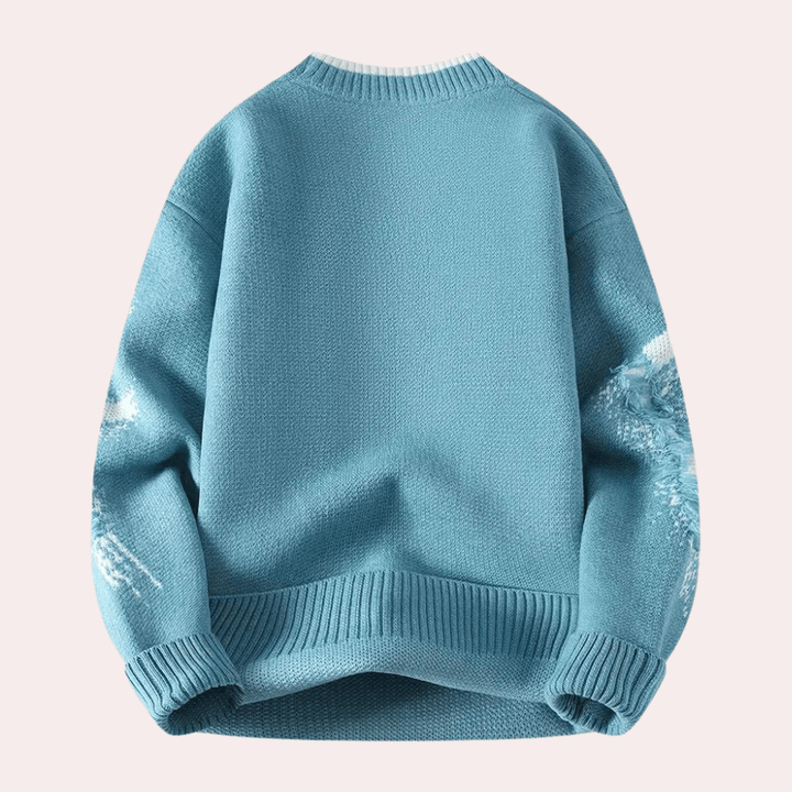 Men's Casual Distressed Knit Sweater