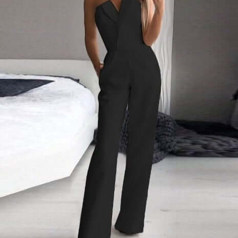 Elegant Wide-Leg Jumpsuit: Strapless Off-Shoulder Formal Wear