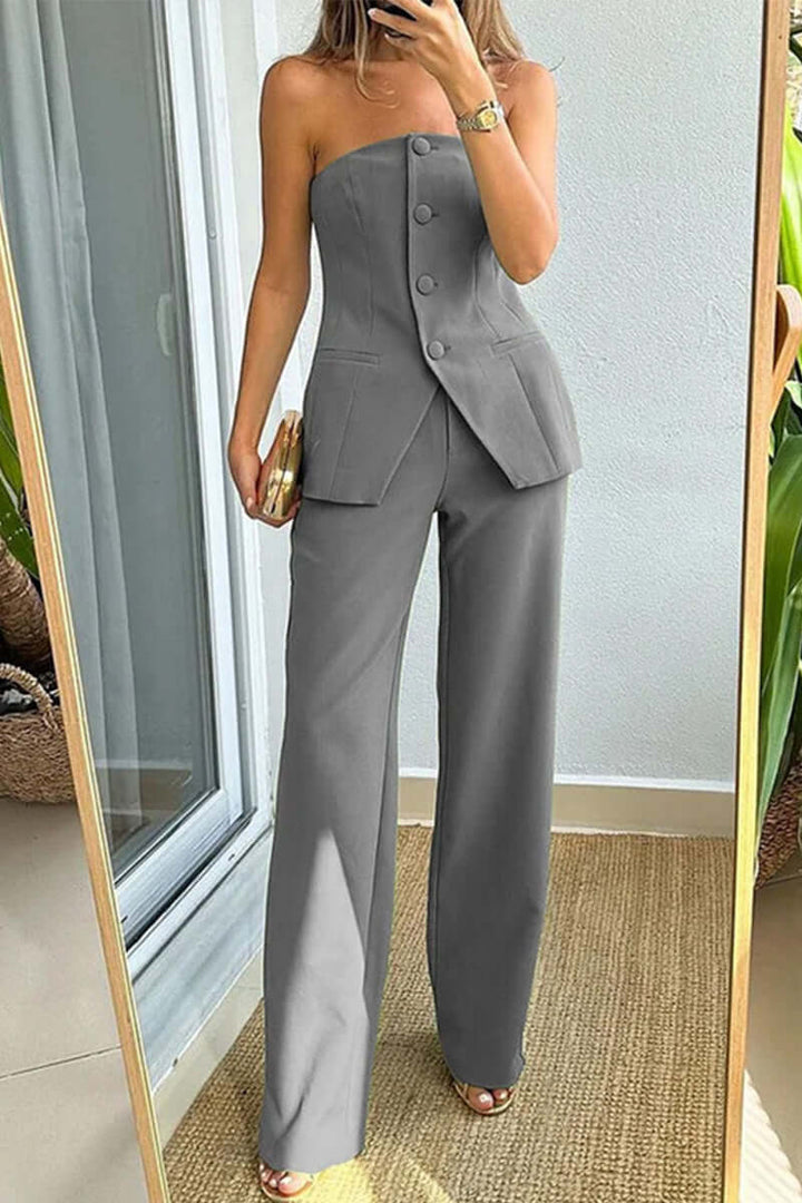 Women's Stylish Bustier Top and Trouser Set