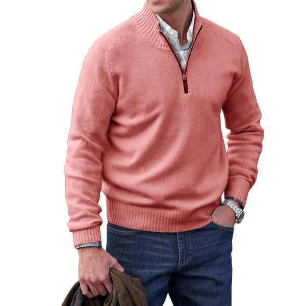 Men's Cashmere Zip-Up Sweater: Soft, Warm & Stylish