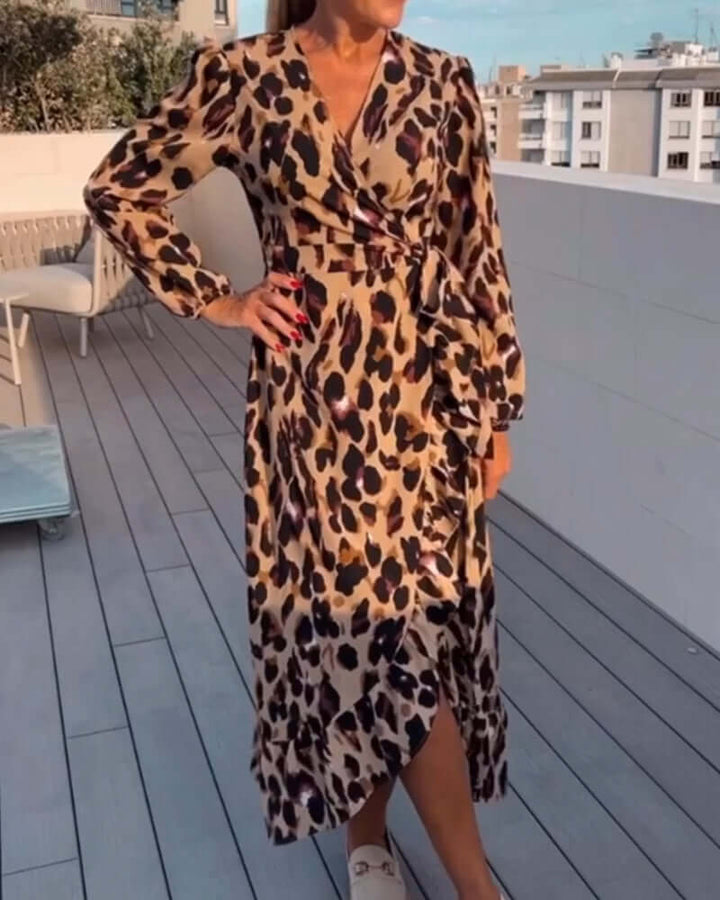 Leopard Print V-Neck Dress: Lightweight & Versatile
