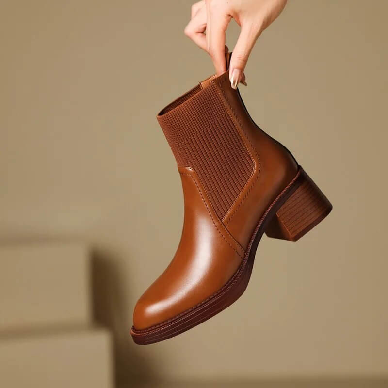 Women's Stretch Knit Sock Boots with Heel