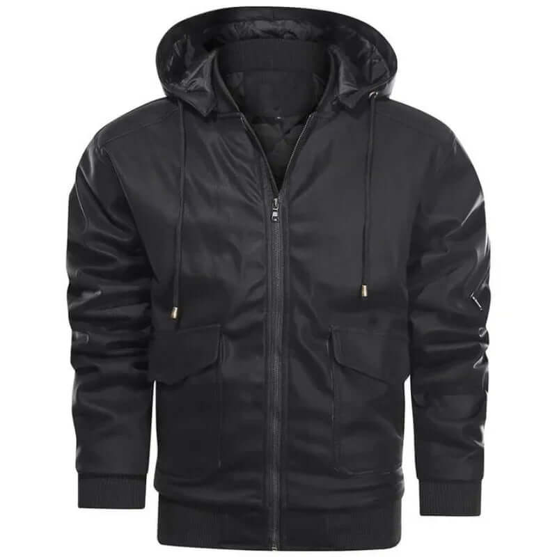 Men's Faux Leather Biker Jacket - Winter Warmth & Style