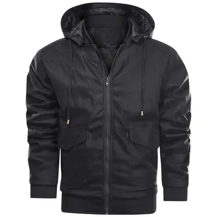 Men's Faux Leather Biker Jacket - Winter Warmth & Style