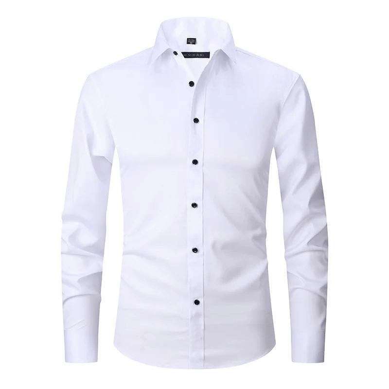 Men's Slim Fit Long Sleeve Shirt with Contrast Buttons