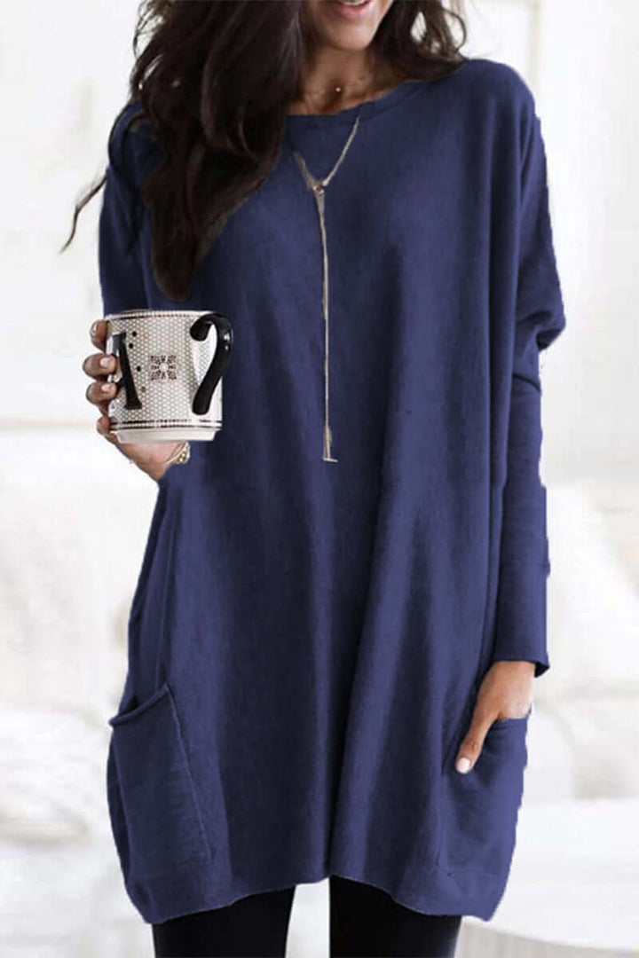Women's Summer Pocket Top: Casual Round Neck T-Shirt