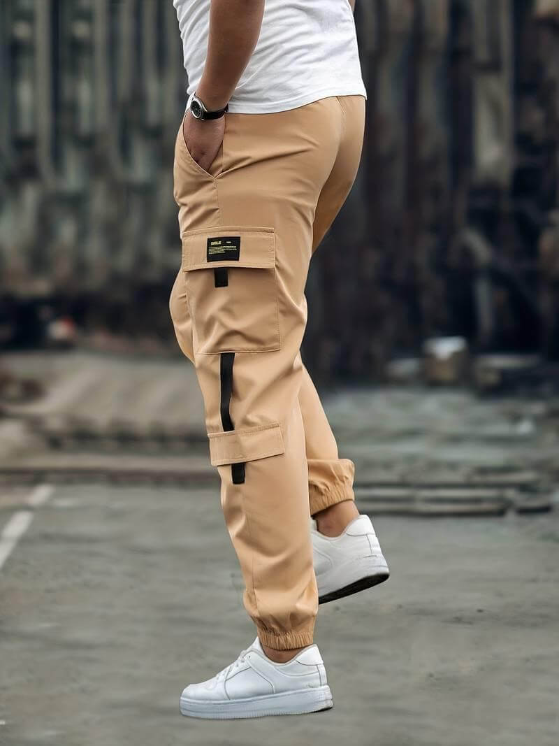Men's Relaxed Fit Cargo Joggers with Multiple Pockets