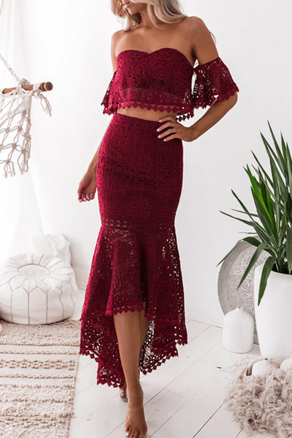Women's Lace Tube Top & Pencil Skirt Set