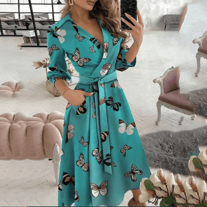 Women's Belted Wrap Midi Dress: Elegant & Versatile