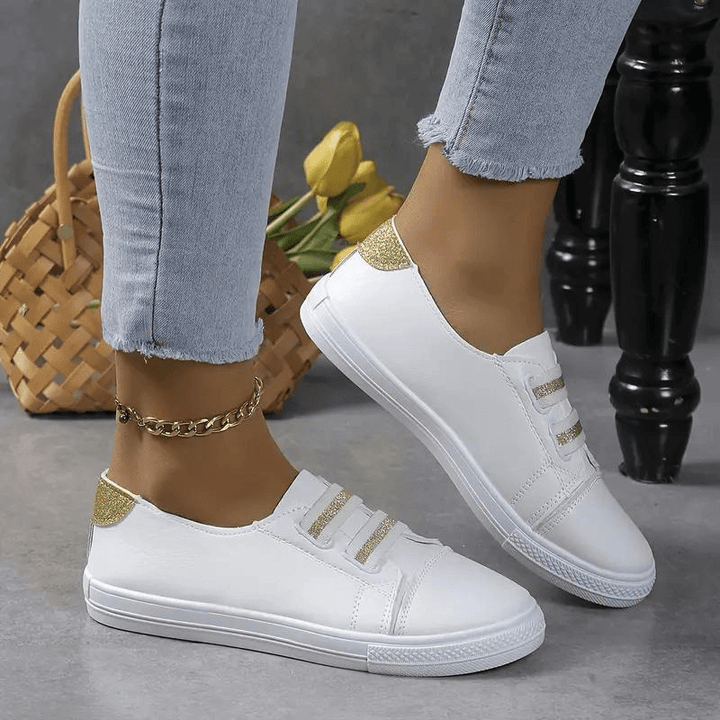Women's Slip-On Sneakers: Elastic Band, Rounded Toe, Comfort