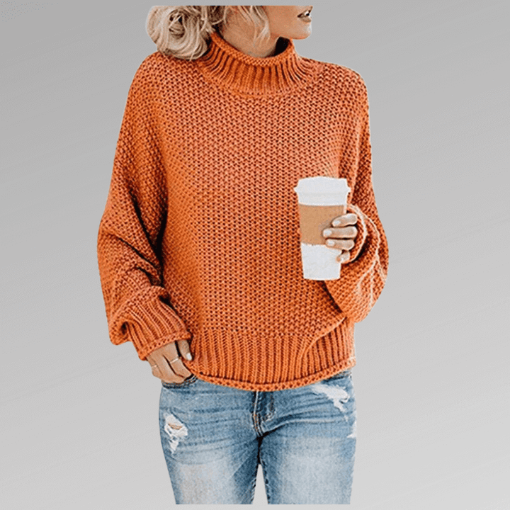 Women's High Neck Knit Long Sleeve Sweater