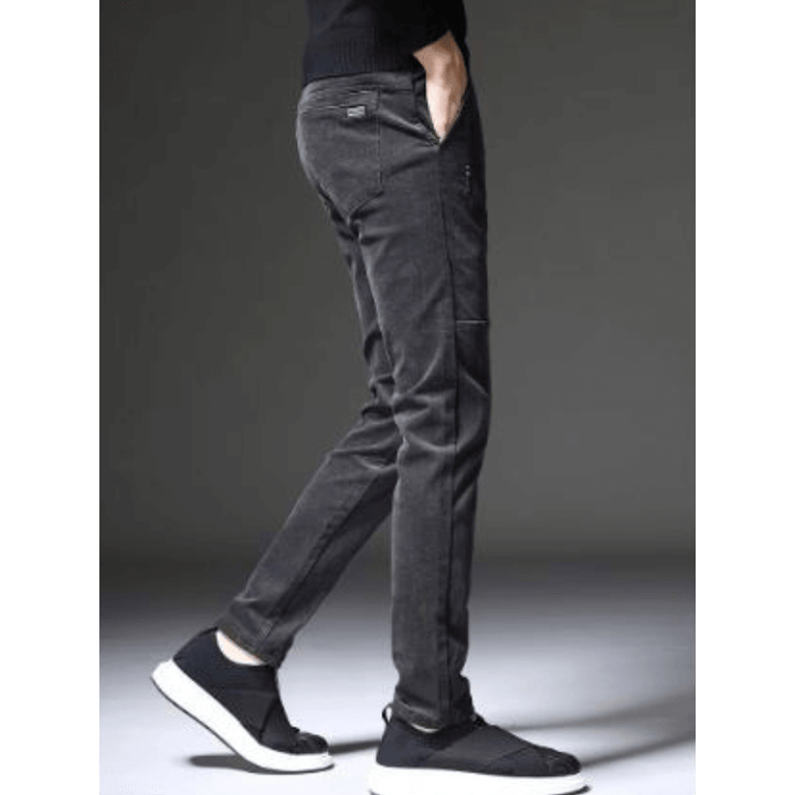 Men's Fleece-Lined Corduroy Pants: Warm & Stylish