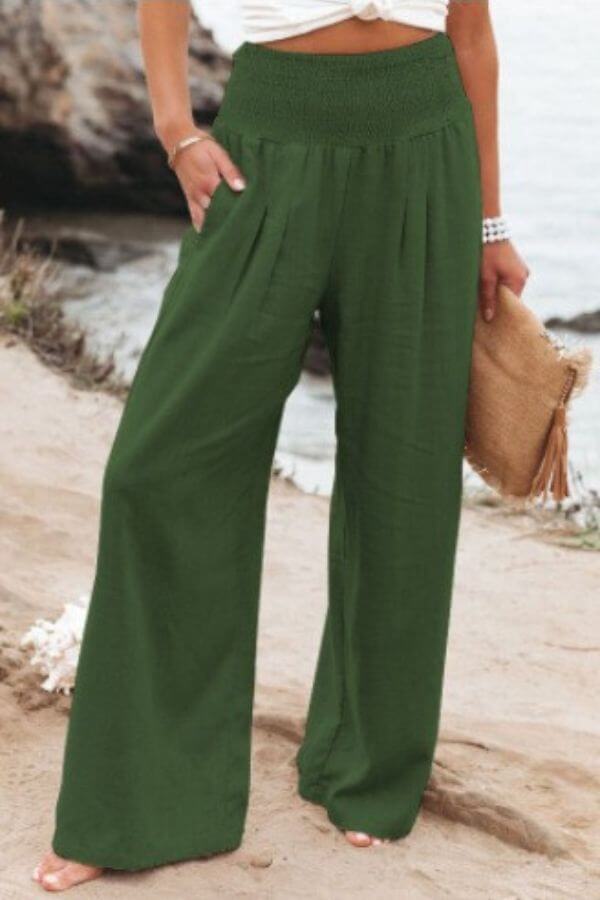 Women's Wide Leg Elastic Waist Casual Pants