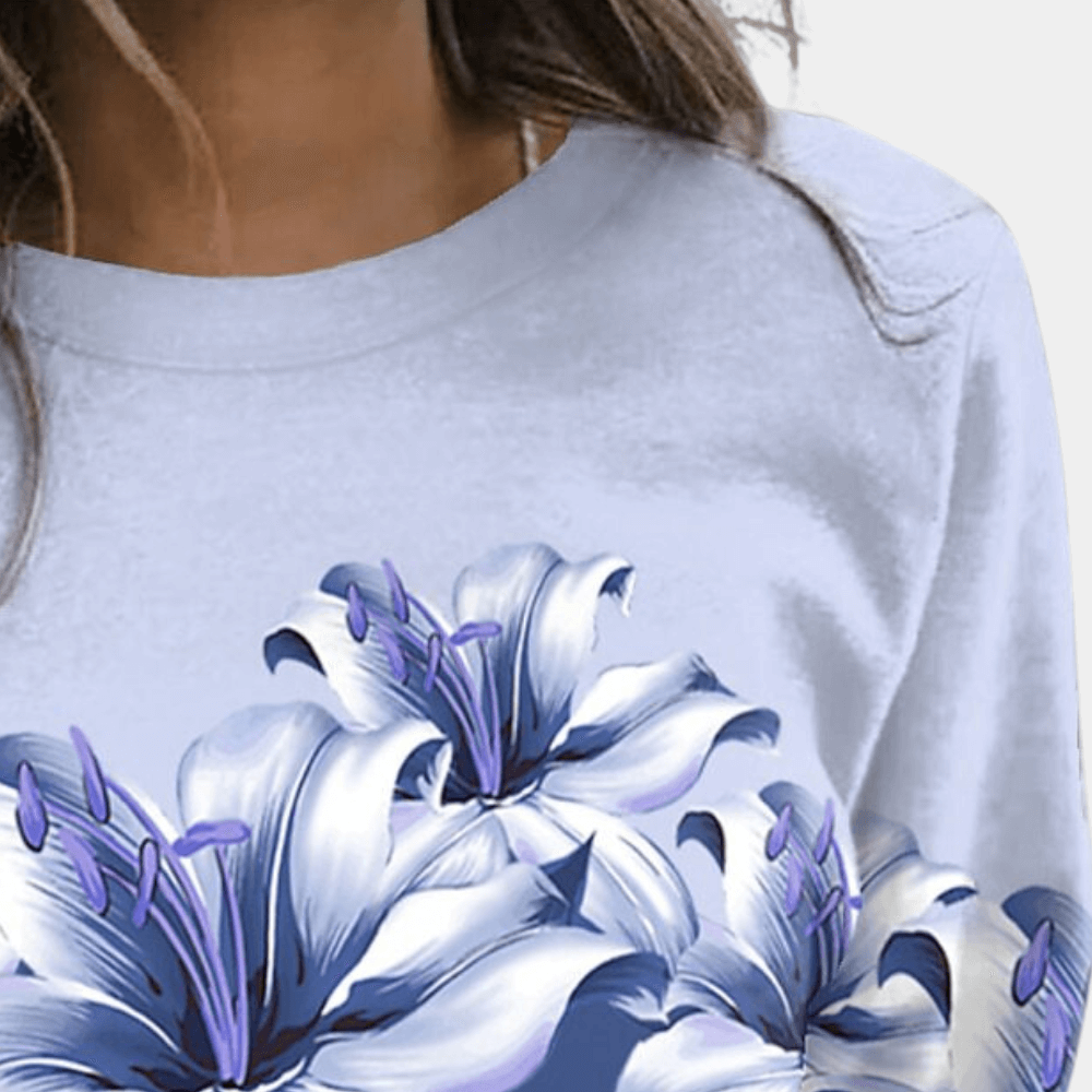 Women's Relaxed Fit Floral Print Long Sleeve Sweatshirt