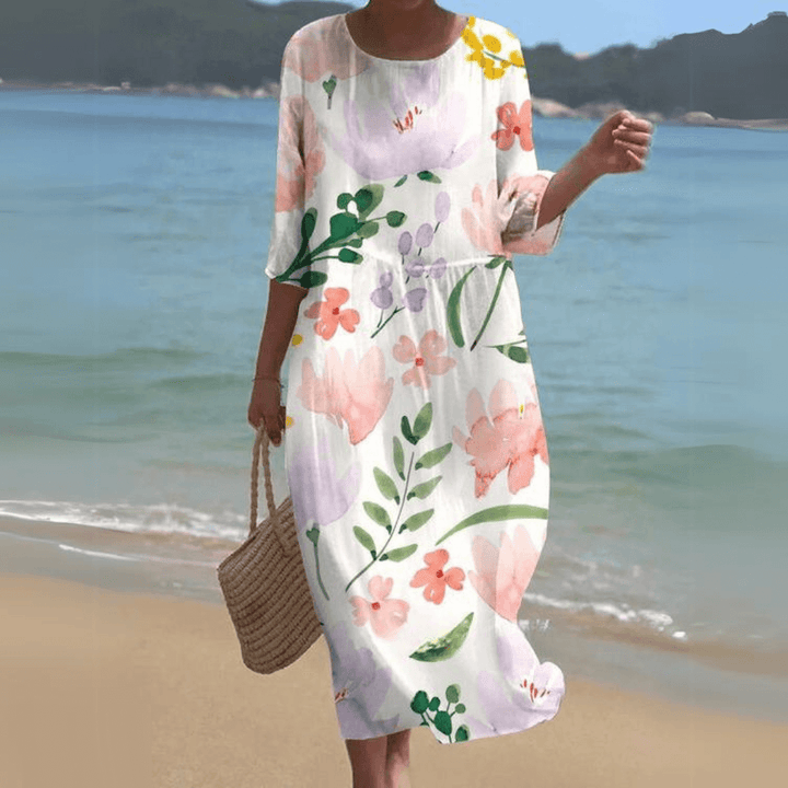Elegant Midi Dress: Flowy, Lightweight, All-Season Style