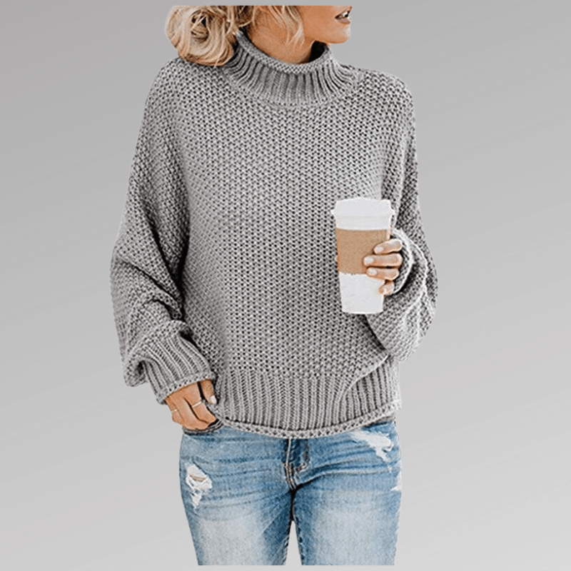Women's High Neck Knit Long Sleeve Sweater