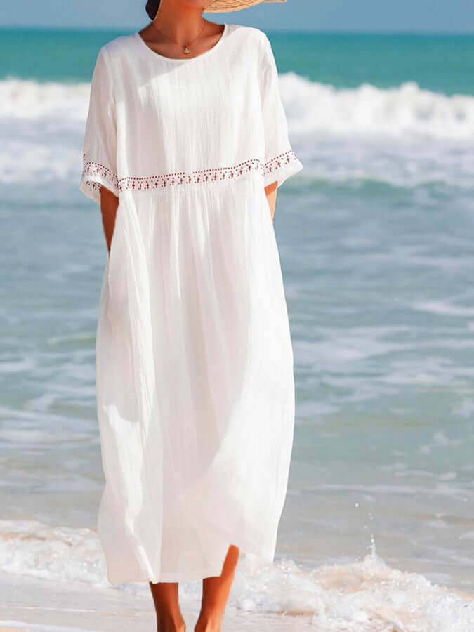 Women's Cotton Embroidered Summer Loose Dress